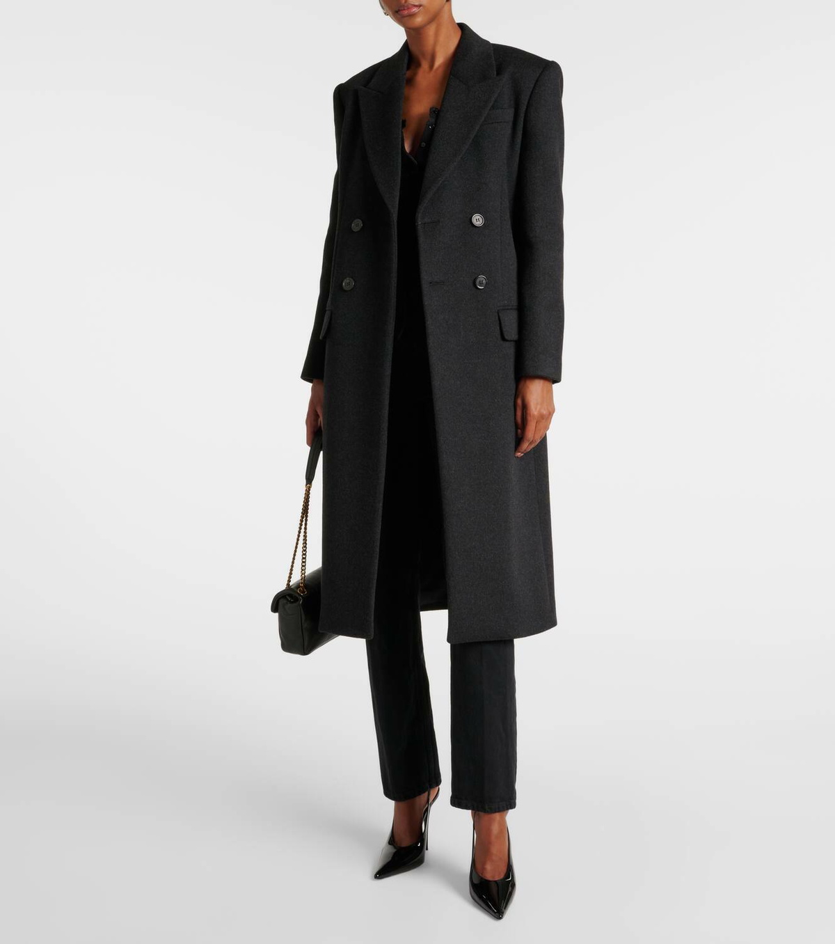 コート SAINT LAURENT Cashmere And Wool Belted Coat Saint Laurent Women's' Cashmere And Wool Belted Coat in