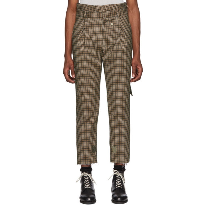 Photo: BED J.W. FORD Brown and Black Plaid High Waisted Trousers