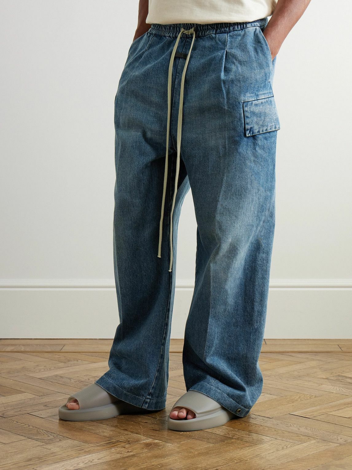 Fear of God - Wide-Leg Denim Drawstring Cargo Trousers - Blue Fear
