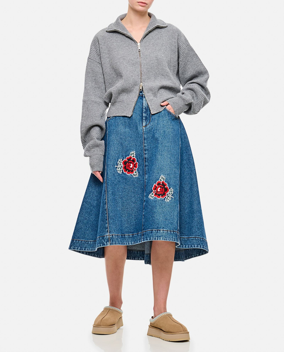 Molly Goddard Abi Denim Miid Skirt