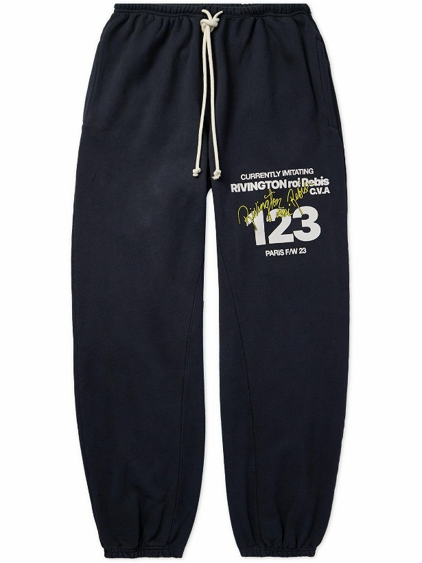 Photo: RRR123 - Tapered Printed Cotton-Jersey Sweatpants - Black