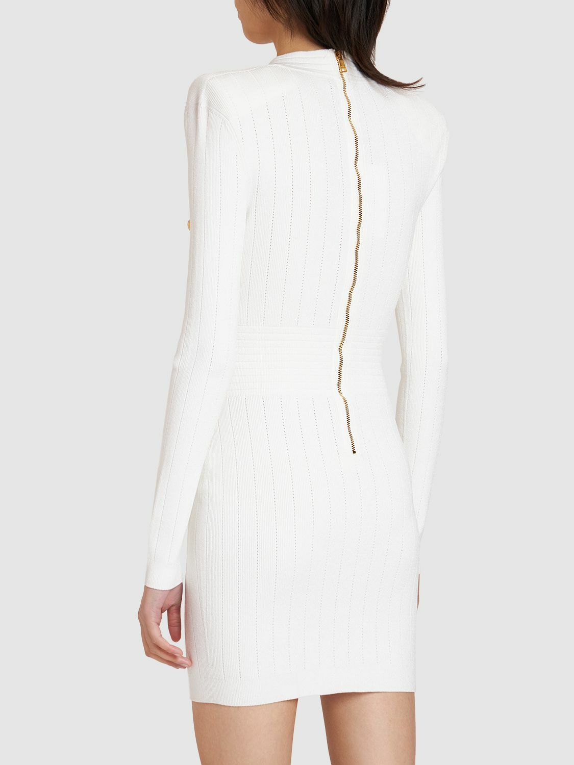 celine pink pattern knit mini dress Self-Portrait Women's Metallic Knit Mini Dress - Gold main image 0