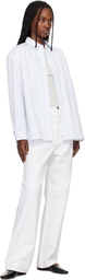 Maison Kitsuné White & Blue Striped Boyfriend Shirt