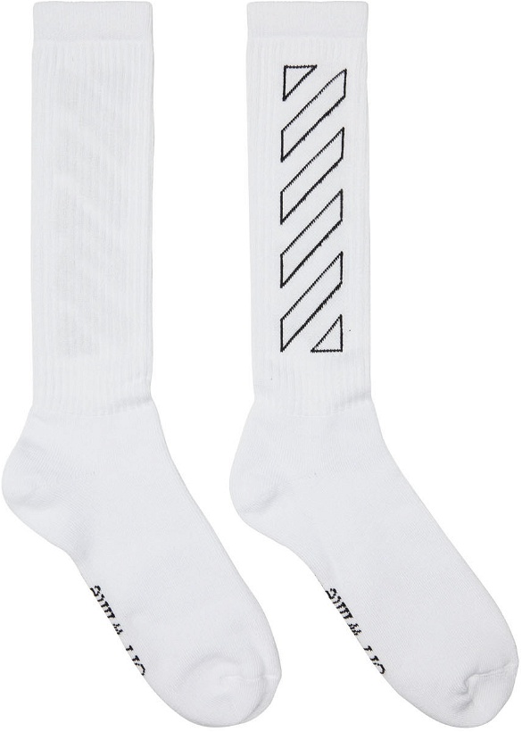 Photo: Off-White White Diagonal Mid Socks