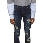 Balmain Blue Slim Cut Ripped Jeans