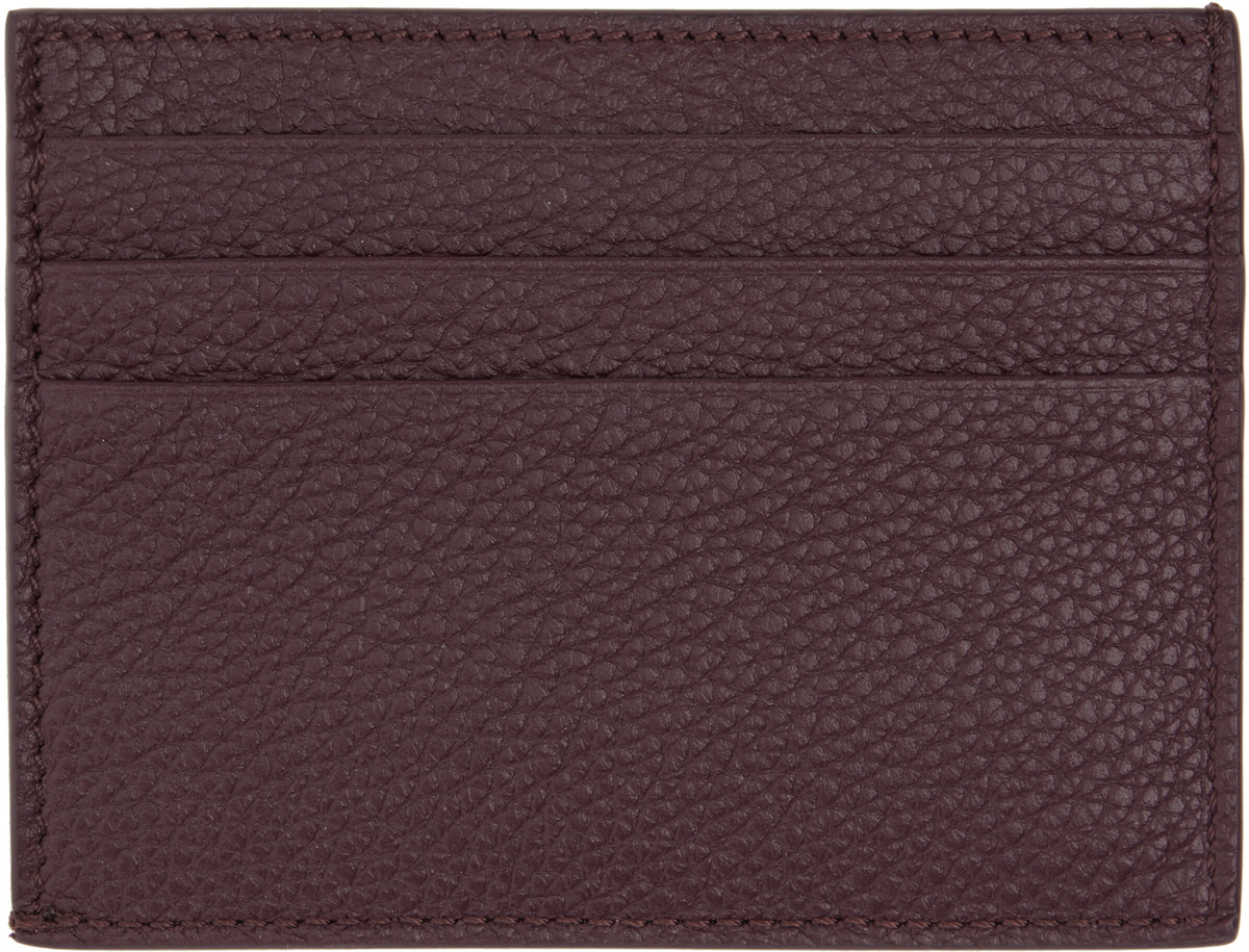Thom Browne Burgundy Soft Pebble Grain Note Compartment Card Holder