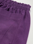 BODE - Straight-Leg Embroidered Cotton Shorts - Purple