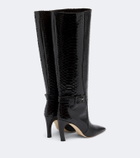 Malone Souliers Raven croc-effect leather knee-high boots