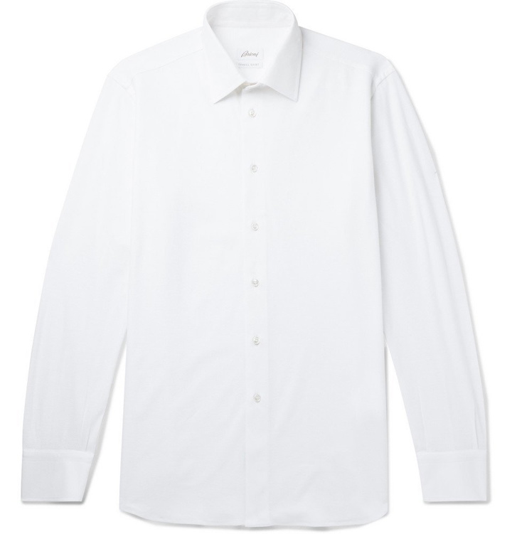 Photo: Brioni - Slim-Fit Cotton-Piqué Shirt - Men - White