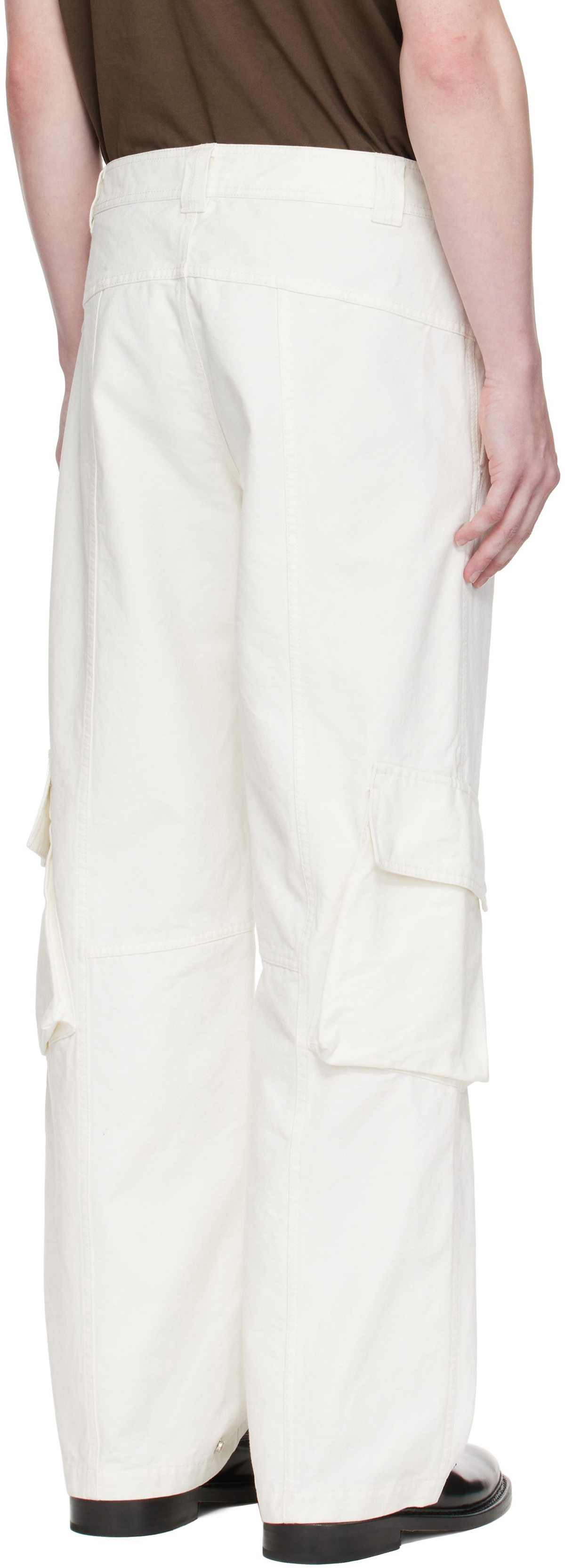 Still Kelly White Cotton Canvas Cargo Pants