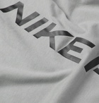 Nike Training - Pro Logo-Print Cotton-Blend T-Shirt - Gray