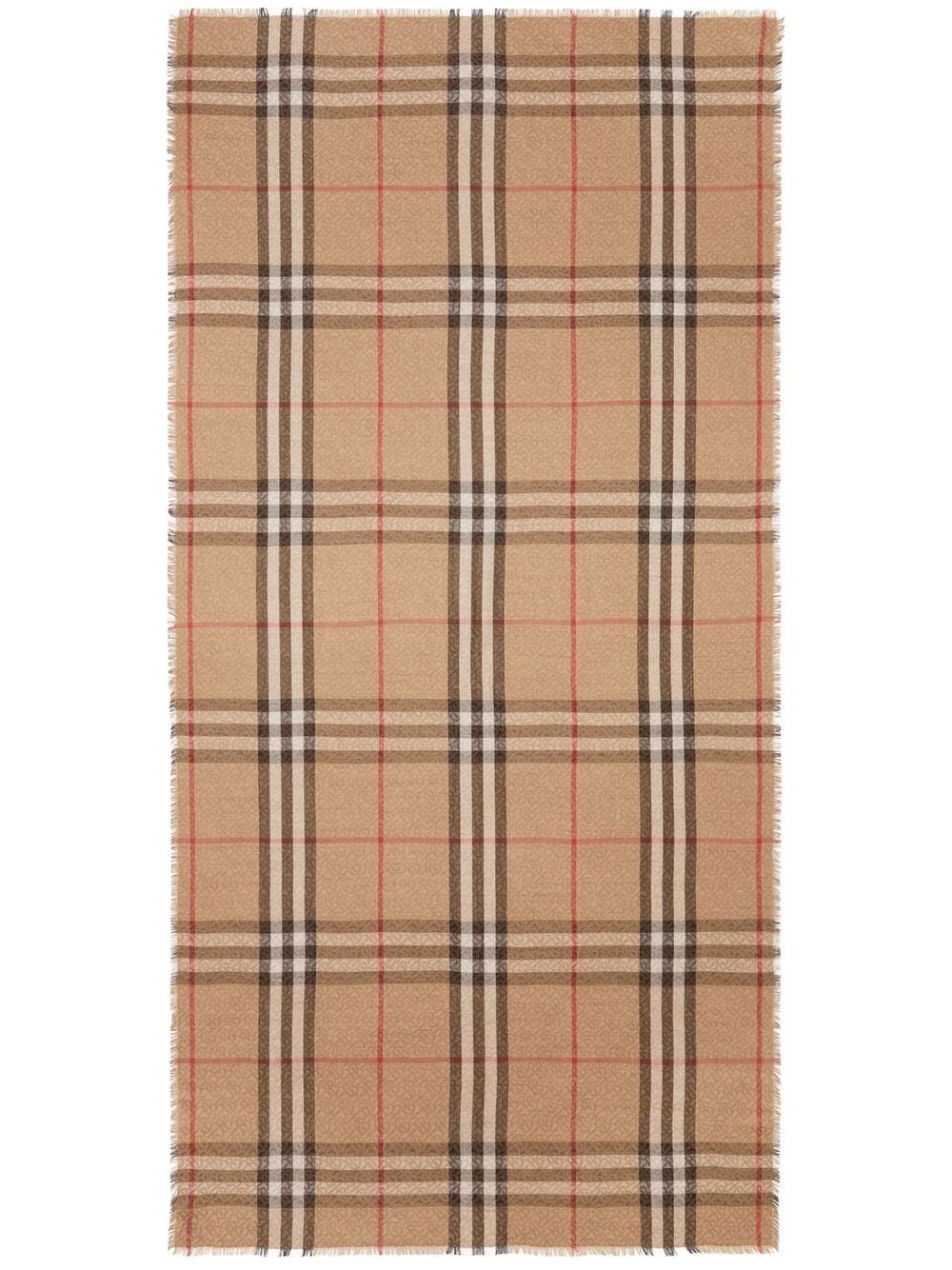 Check EKD Wool Silk Scarf in Archive Beige/black