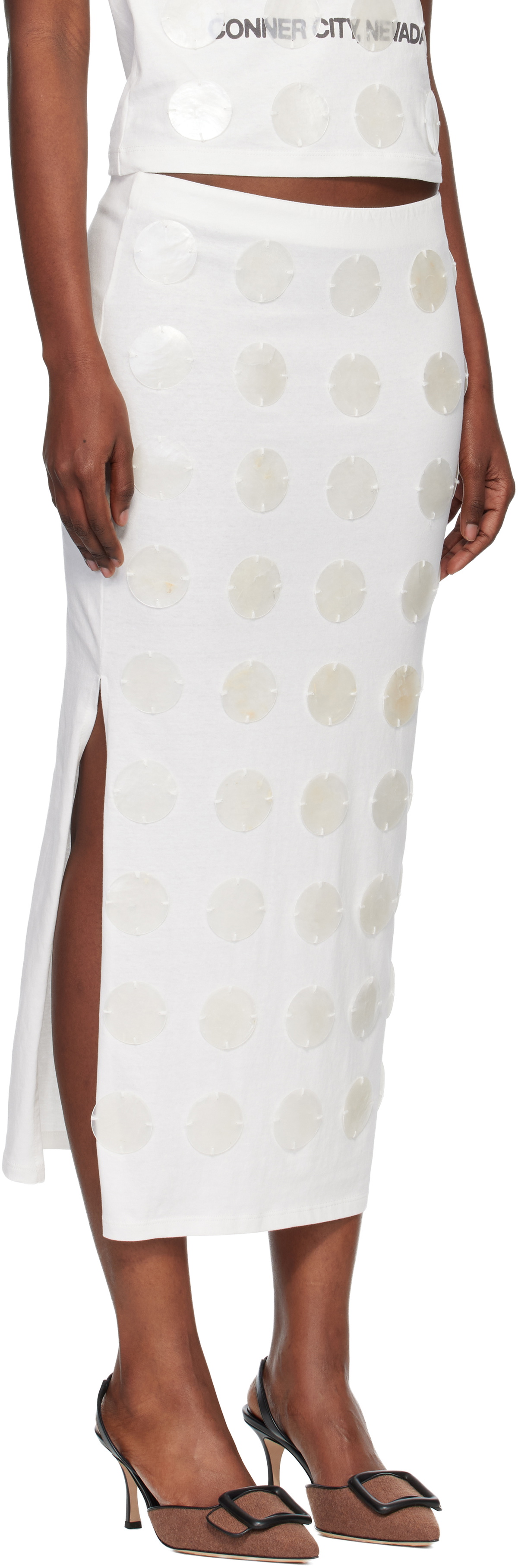 Conner Ives Mother of Pearl Paillette Maxi Skirt