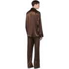 Brioni Brown Silk Embroidered Pocket Pyjama Set