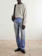 424 - Moto Straight-Leg Leather Trousers - Blue