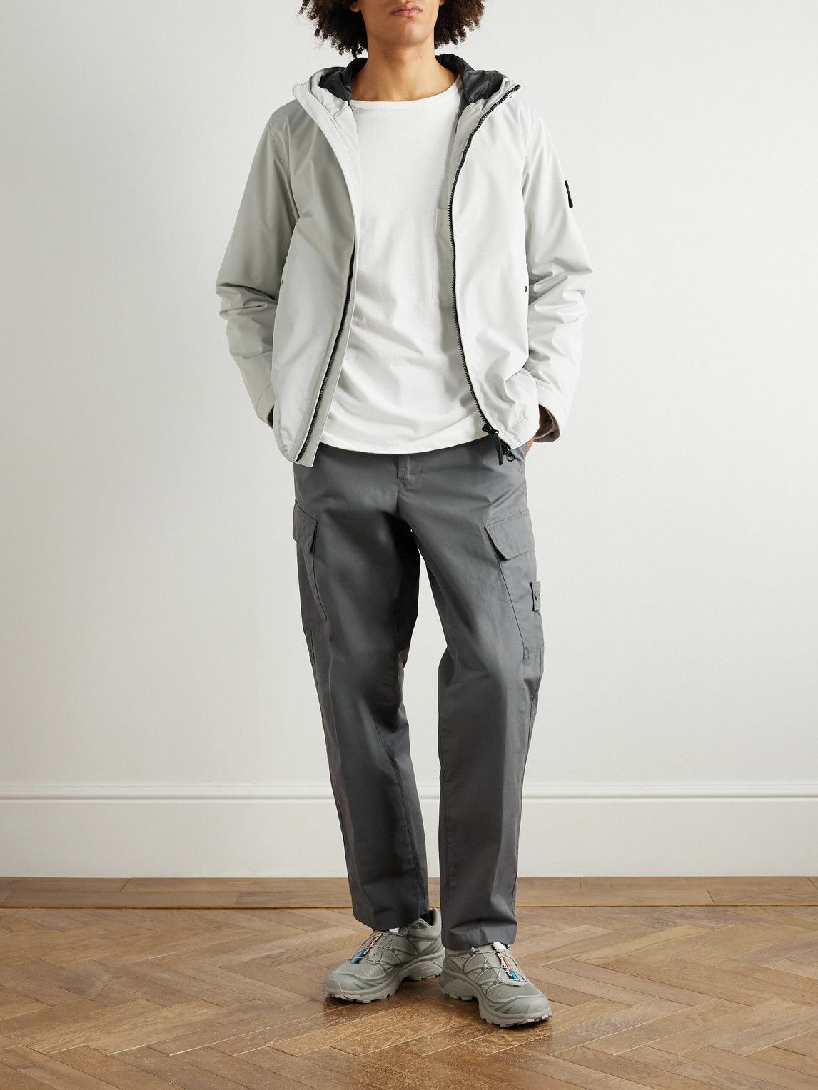 Stone Island - Ghost Straight-Leg Logo-Appliquéd Cotton Cargo Trousers - Gray