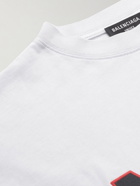 Balenciaga - Oversized Logo-Embroidered Cotton-Jersey T-Shirt - Neutrals