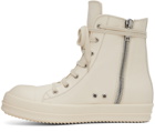 Rick Owens White Leather High Sneakers