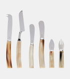Brunello Cucinelli Horn and stainless steel cheese cutlery set