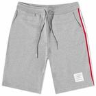 Thom Browne Men's Tricolour Stripe Sweat Shorts in Light Grey