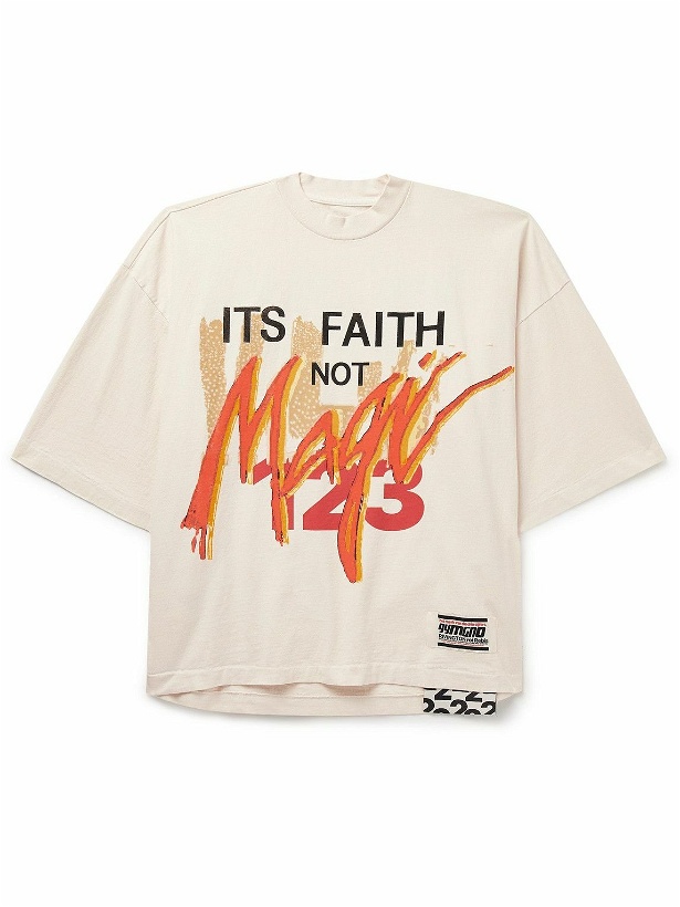 Photo: RRR123 - Its Faith Not Magic Oversized Logo-Appliquéd Printed Cotton-Jersey T-Shirt - Multi