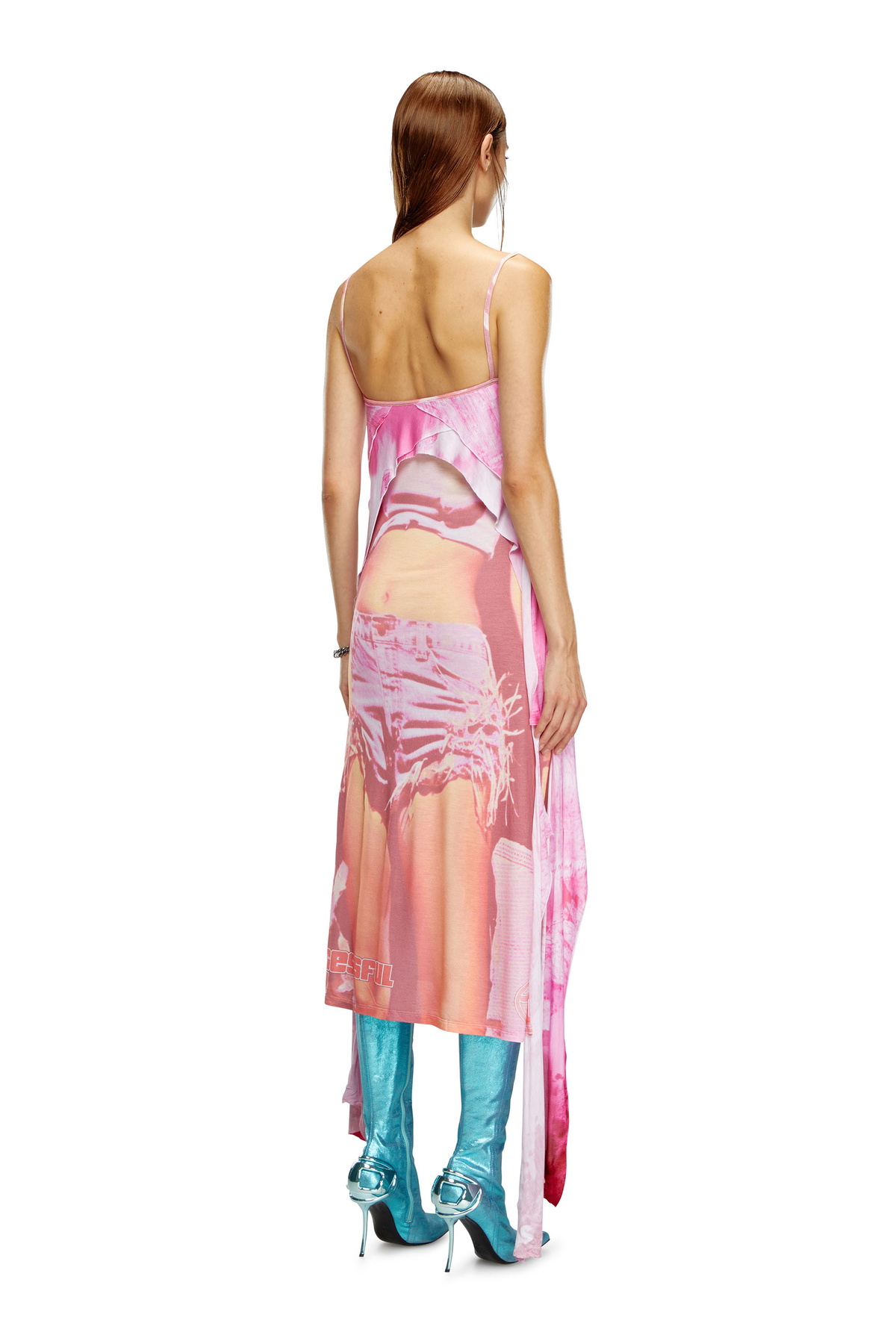 asymmetric overlay dress Cammie Long Sleeve Midi Dress - Fuchsia