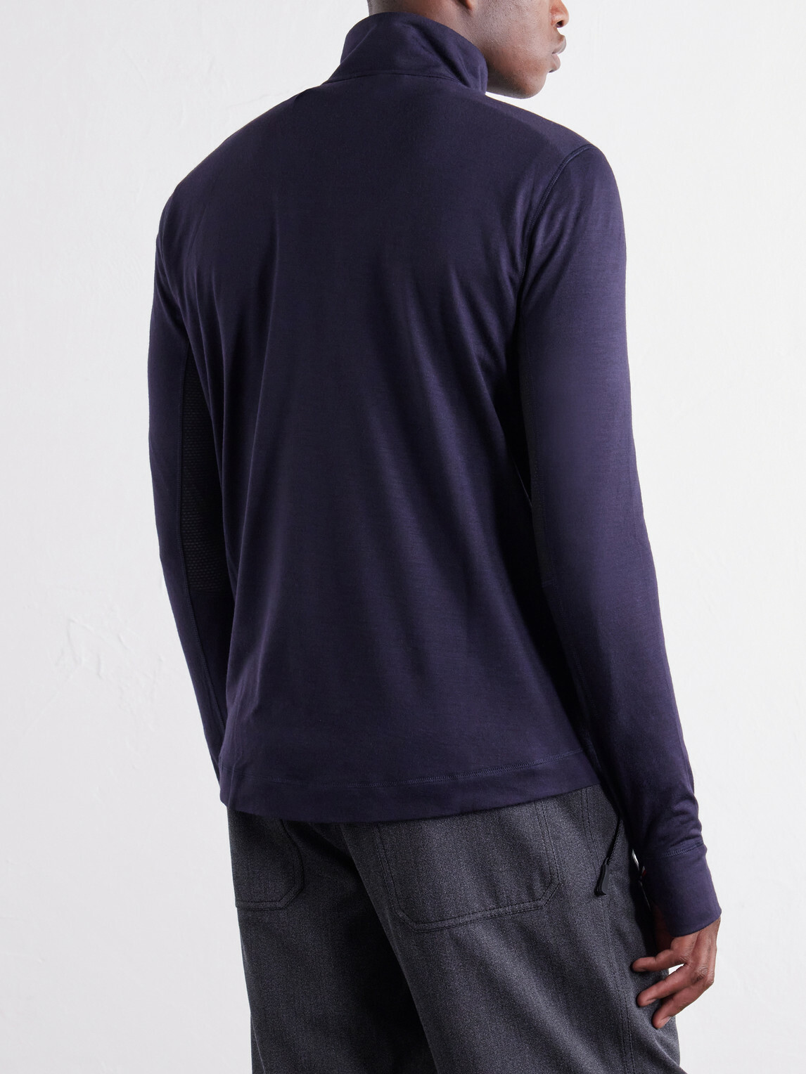 Moncler Grenoble - Wool-Blend Jersey Zip-Up Ski Base Layer - Blue