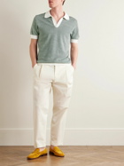 Thom Sweeney - Birdseye Cotton and Linen-Blend Polo Shirt - Green