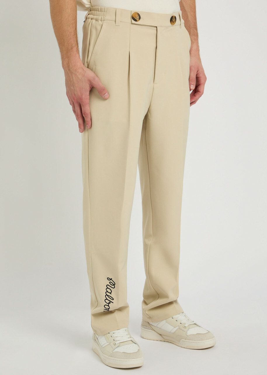 Malbon Oliver Logo-embroidered Stretch-crepe Trousers Khaki