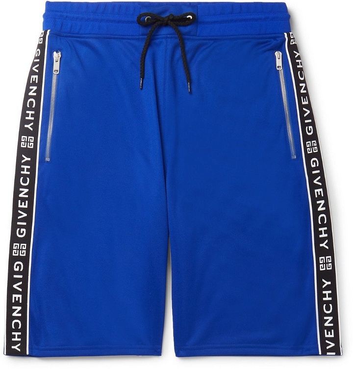 Photo: Givenchy - Logo-Jacquard Tech-Jersey Drawstring Shorts - Men - Blue
