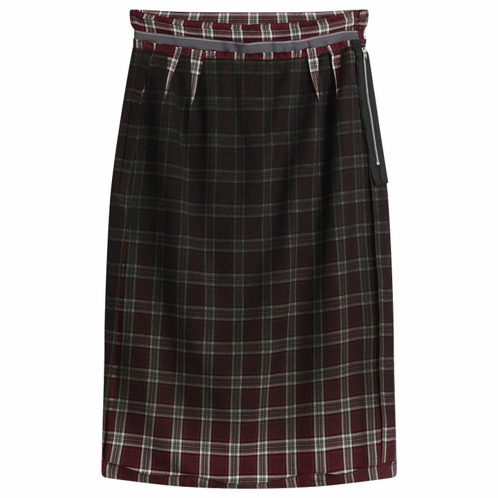 Photo: Maison Margiela Women's Check Midi Skirt in Cobalt/Black