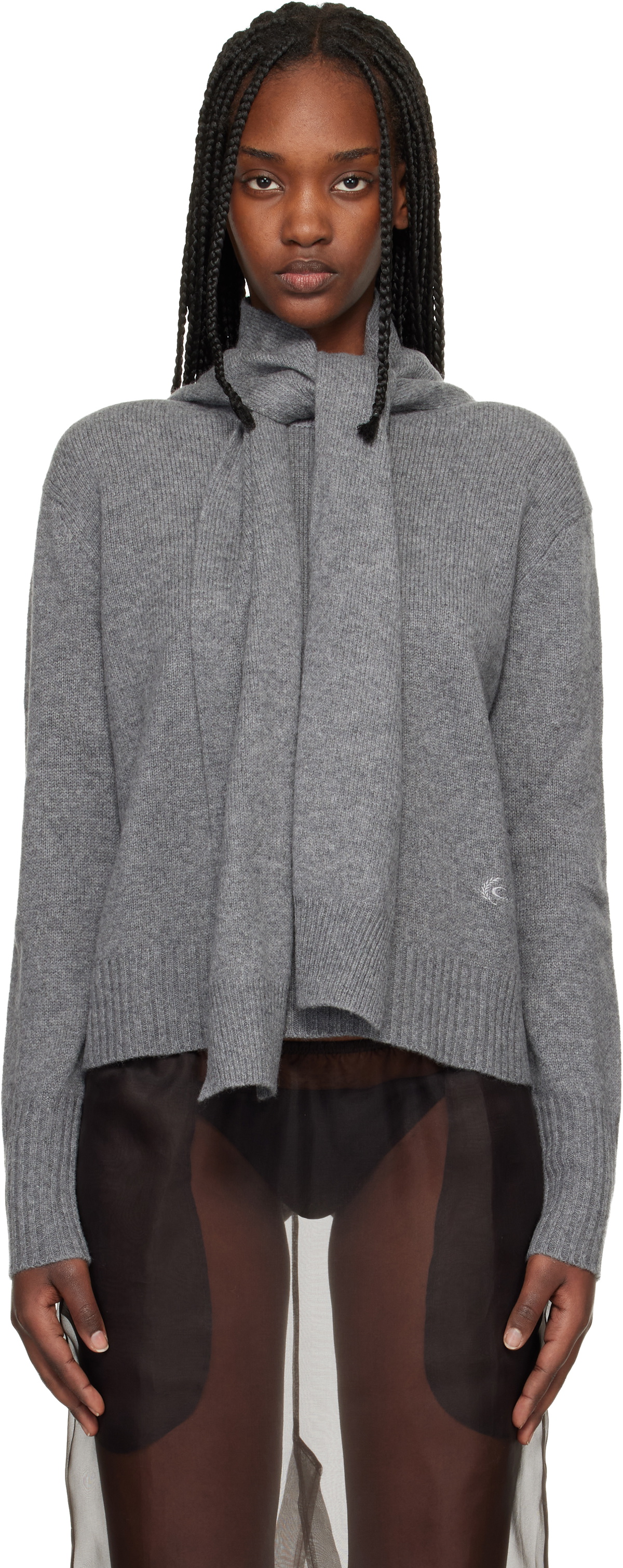 Commission Gray Scarf Neck Sweater