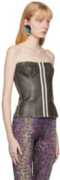 Charlotte Knowles Grey Leather Bustier