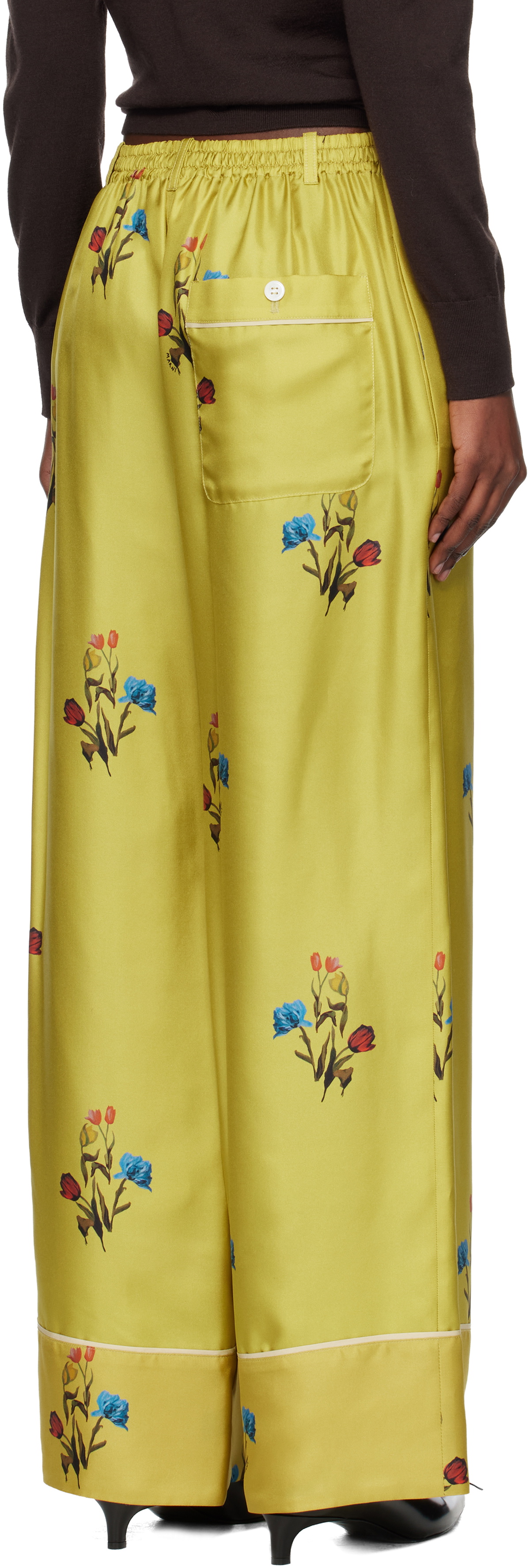 Marni Yellow Silk Twill Trousers