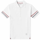 Thom Browne Men's Textured Cotton Polo Shirt in White