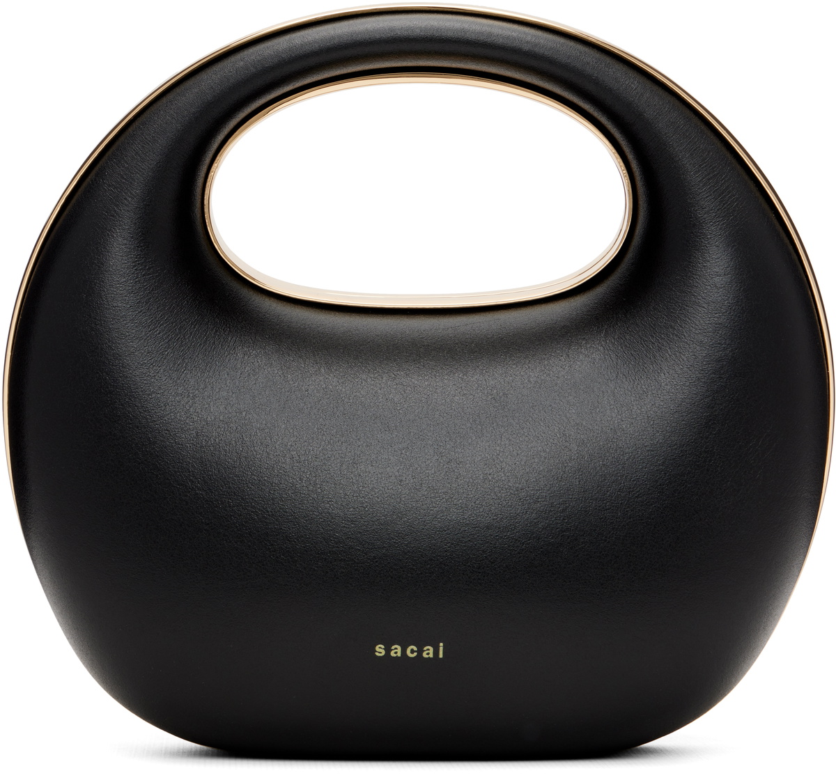 sacai Black Leather Round Bag