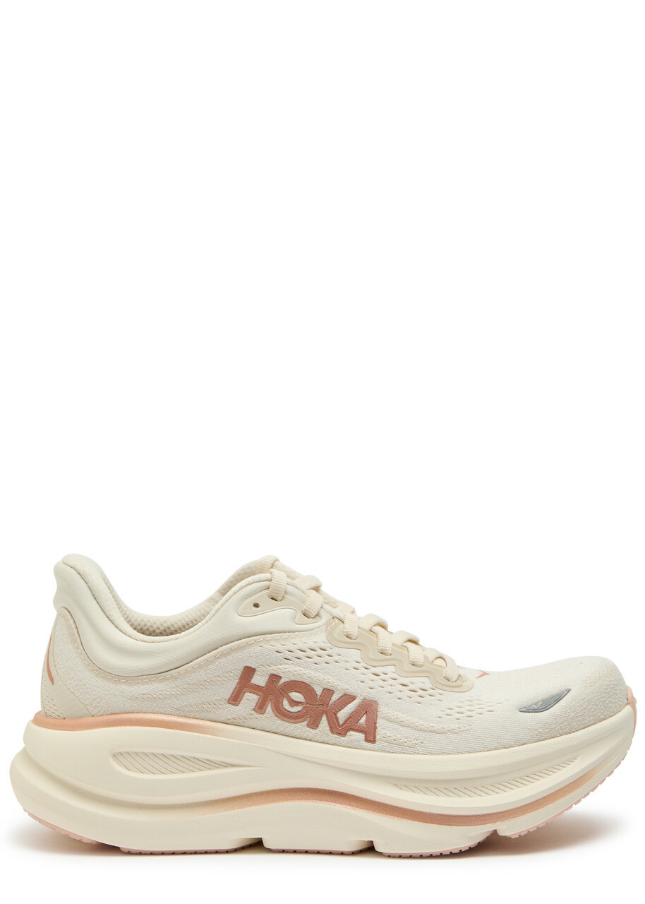 Hoka Bondi 9 Mesh-knit Sneakers Cream