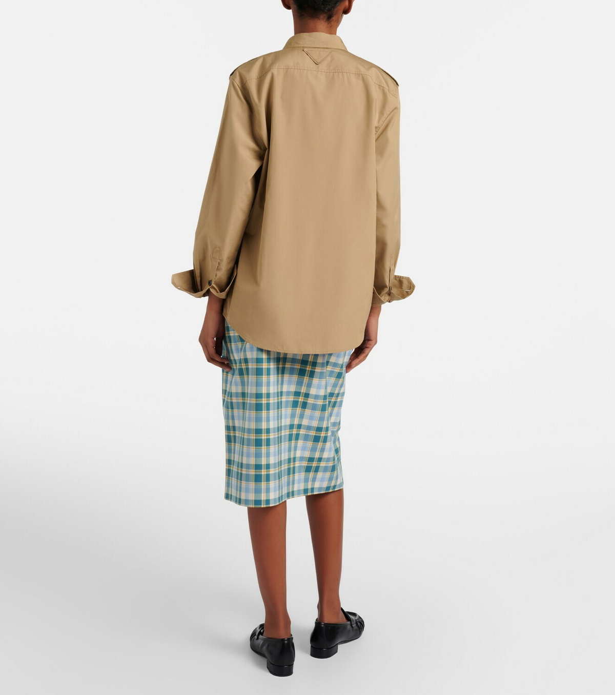 Prada Checked cotton poplin pencil skirt