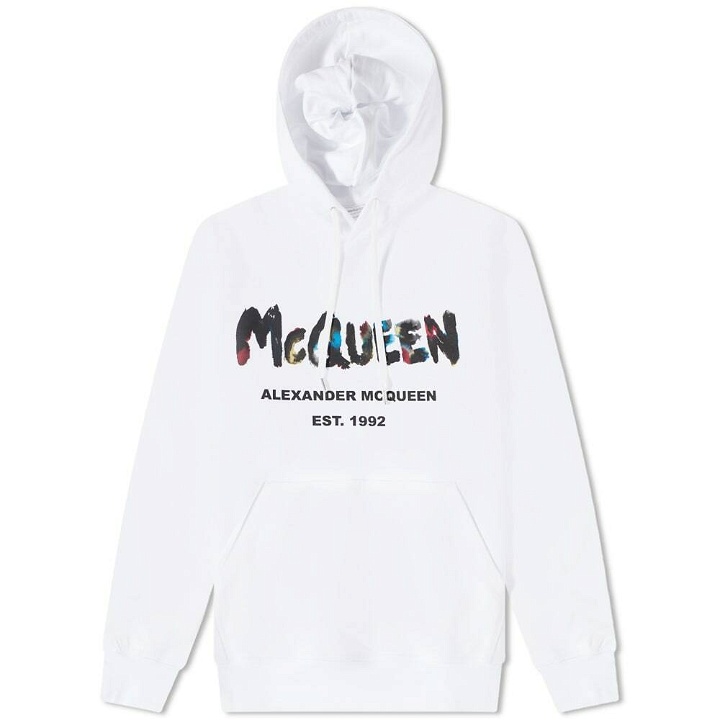 Photo: Alexander McQueen Men's Grafitti Logo Popover Hoody in White/Mix