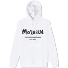 Alexander McQueen Men's Grafitti Logo Popover Hoody in White/Mix