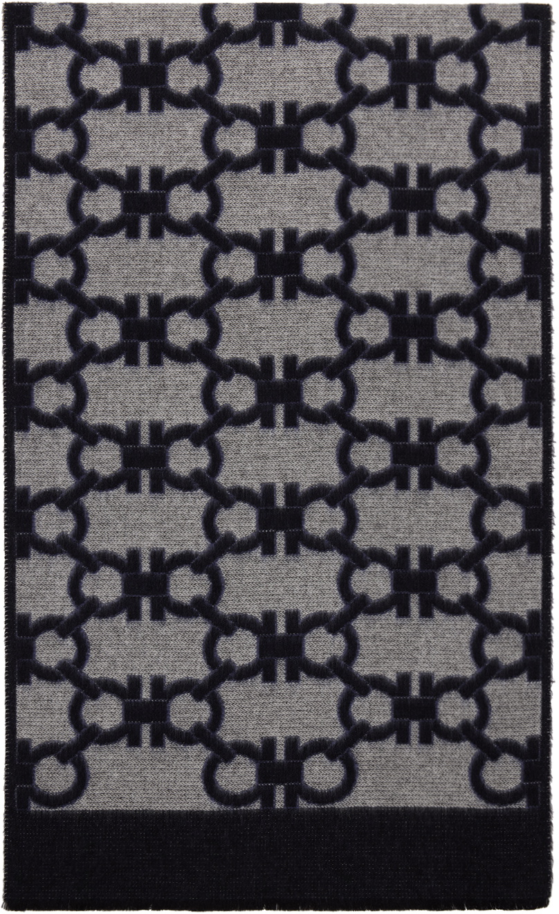 Ferragamo Navy Gancini Scarf