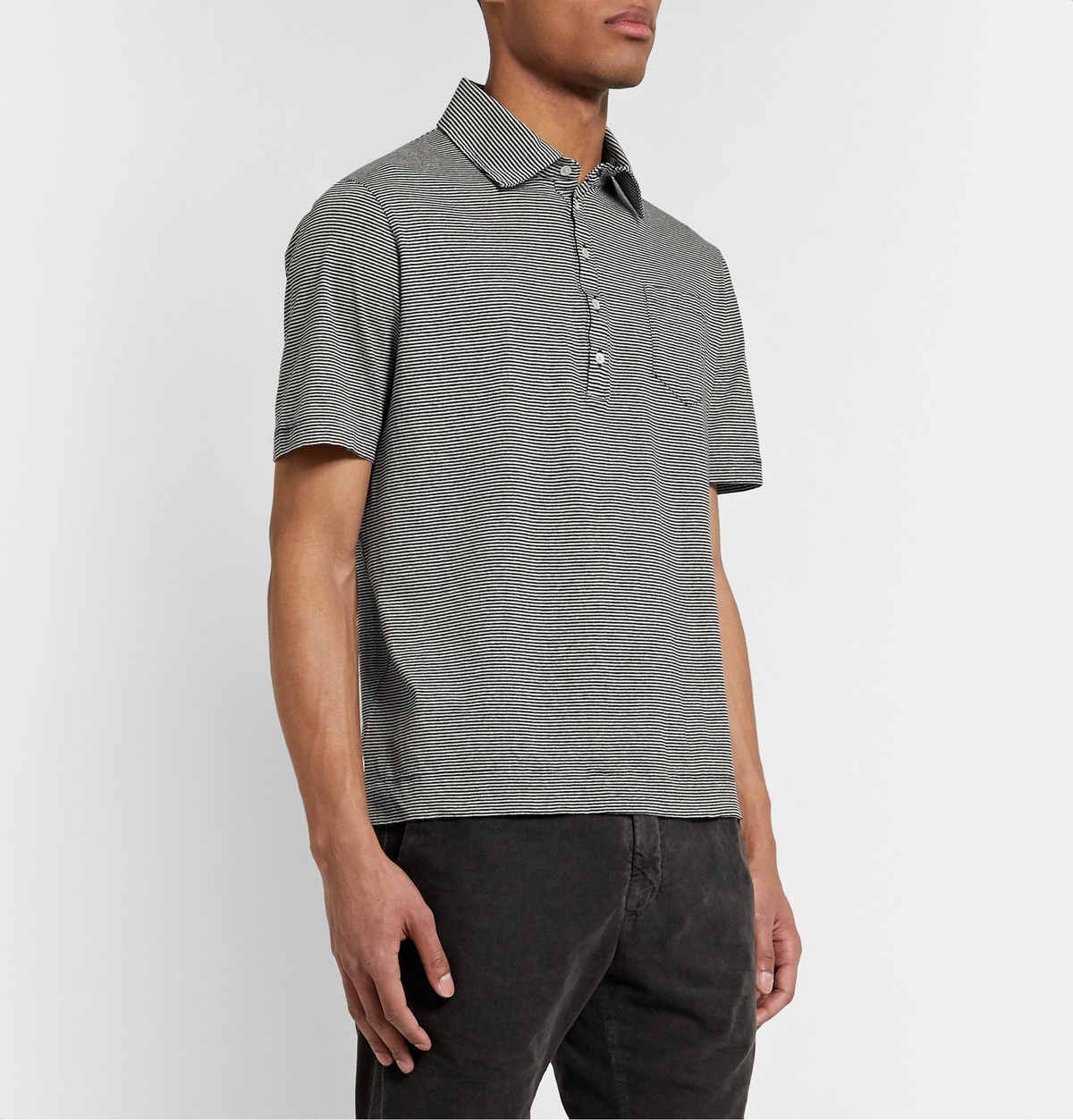 Massimo Alba - Striped Cotton and Linen-Blend Polo Shirt - Blue