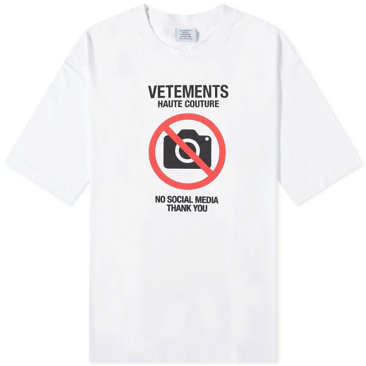 Photo: Vetements Men's No Social Media Couture T-Shirt in White