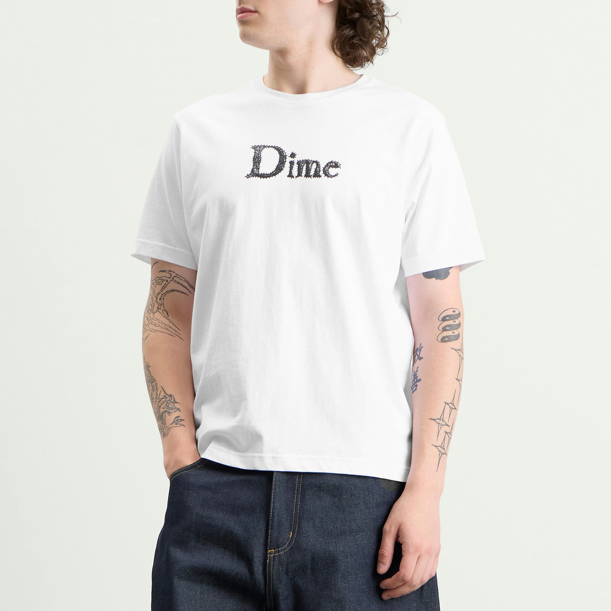Dime Men's Classic Spiked T-Shirt in White