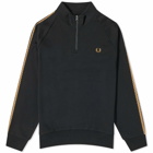 Fred Perry Men's Chequerboard Tape Half Zip Sweat in Black