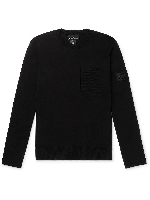 Photo: Stone Island Shadow Project - Logo-Appliquéd Cotton and Silk-Blend Sweatshirt - Black