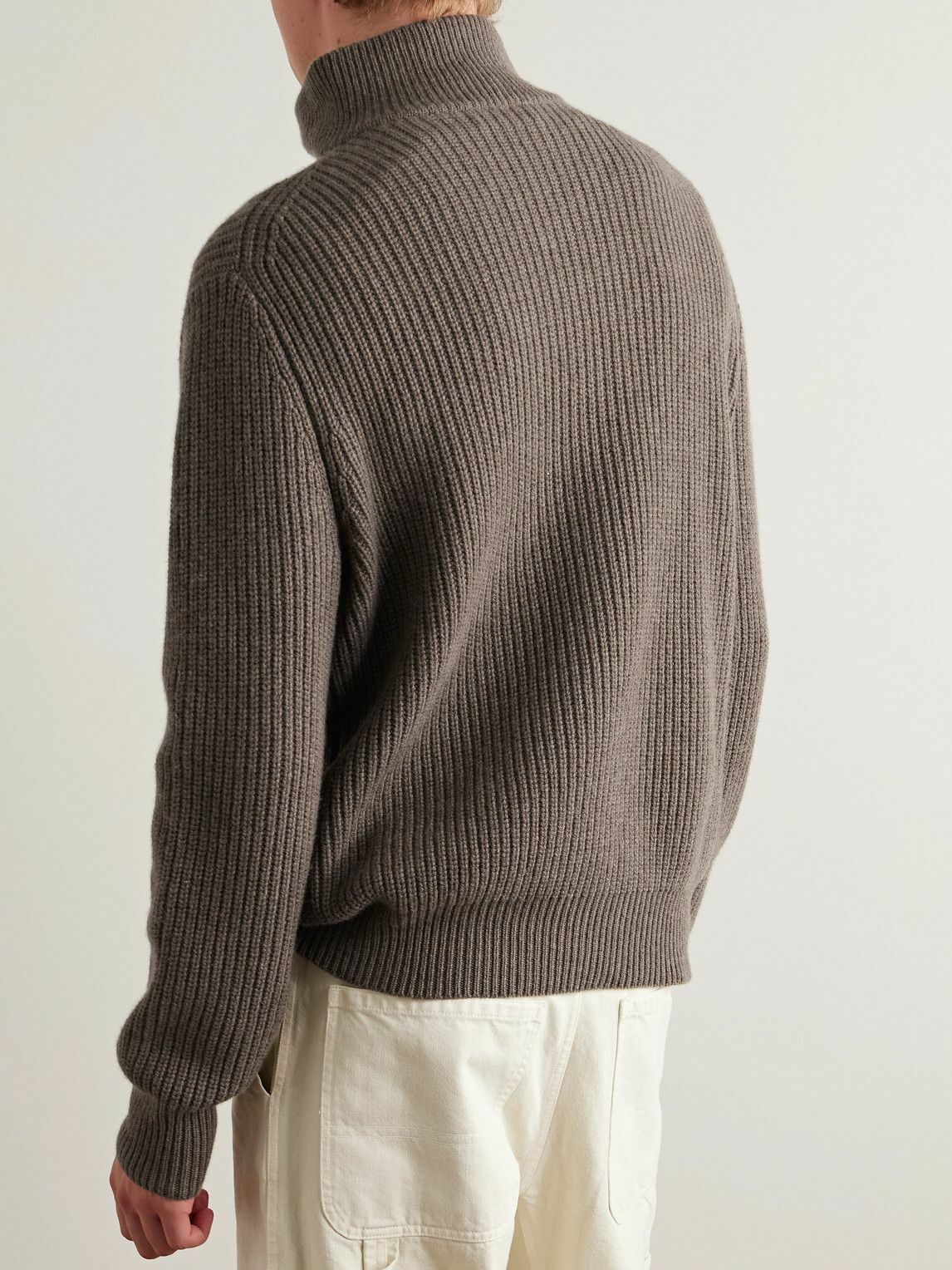 Nili Lotan - Heston Ribbed Cashmere Half-Zip Sweater - Green