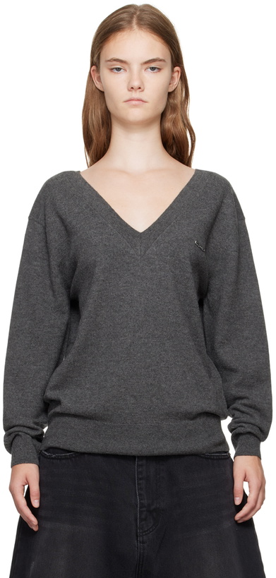 Photo: We11done Gray Deep V-Neck Sweater