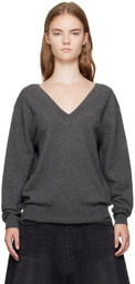 We11done Gray Deep V-Neck Sweater