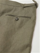 De Petrillo - Straight-Leg Pleated Linen Bermuda Shorts - Green